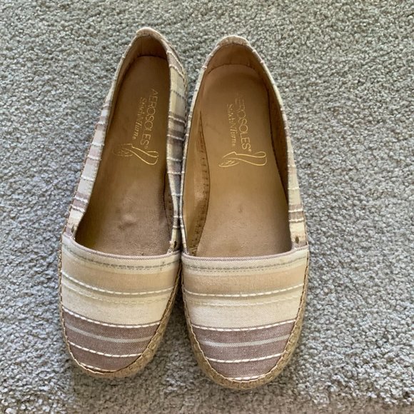 Aerosoles - 7 1/2W Solitaire Striped Canvas Stitch N Turn Espadrilles Tan Brown - Picture 6 of 7